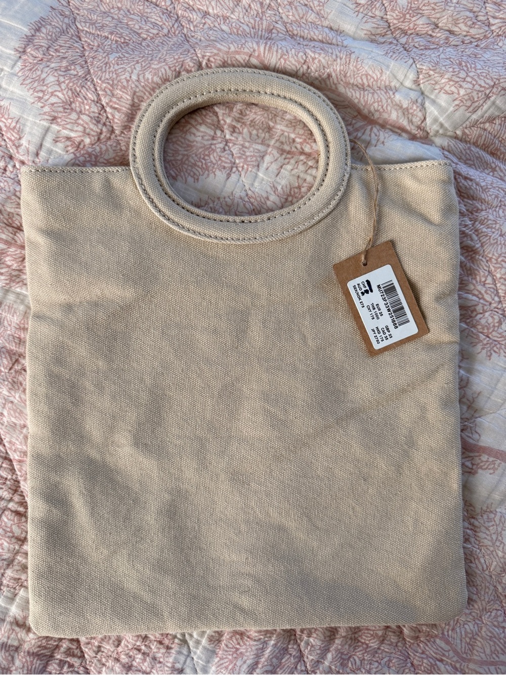 Brandy Melville Beige Canvas Oval Handle Tote